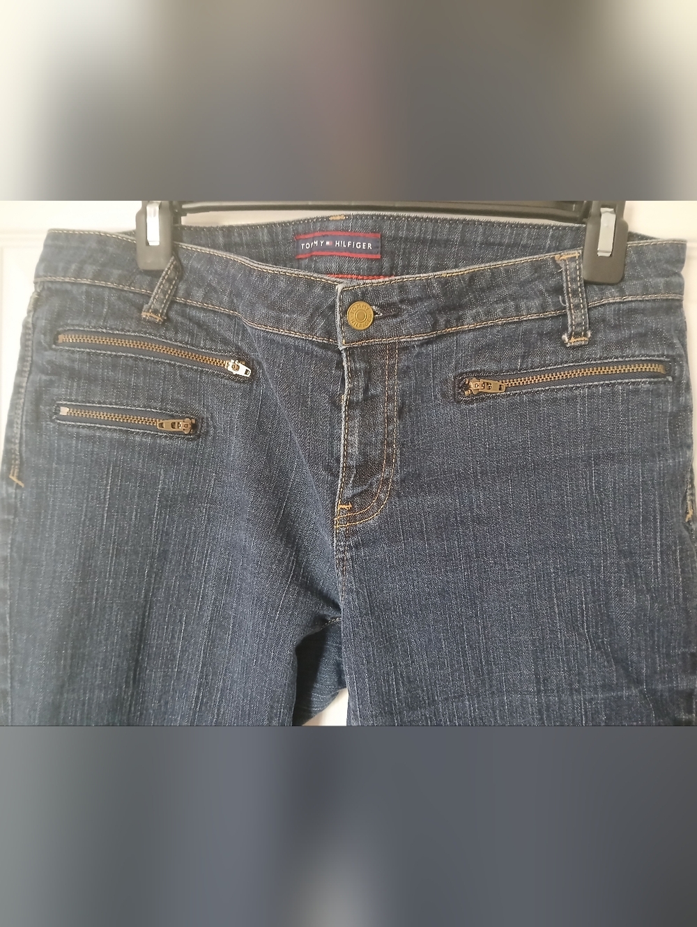 Tommy Hilfiger Classic Skinny Ankle Jeans Womens Blue Dark Wash Denim Zip pocket